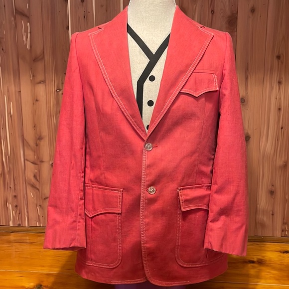 Vintage red contrast stitch 2 button blazer - Picture 1 of 8